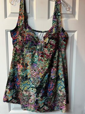 Ulla Popken Multicolor Snake-Print Tankini